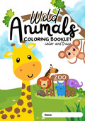 Wild animals printable colouring book PDF cover for kids, KM PRINTS