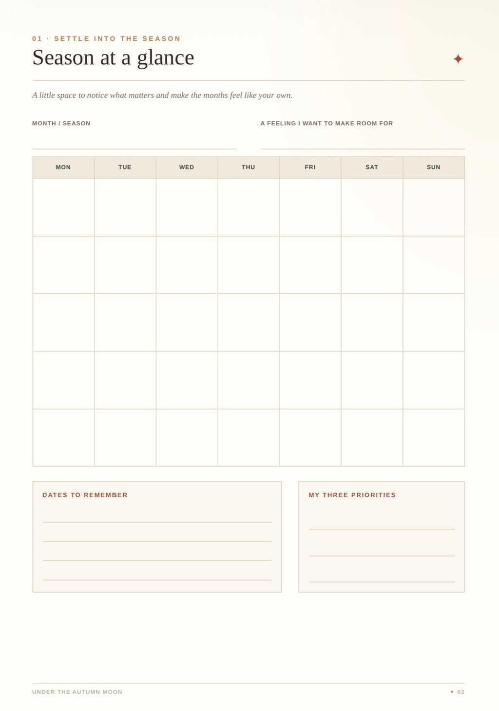 Autumn Printable Planner | Undated A4 PDF