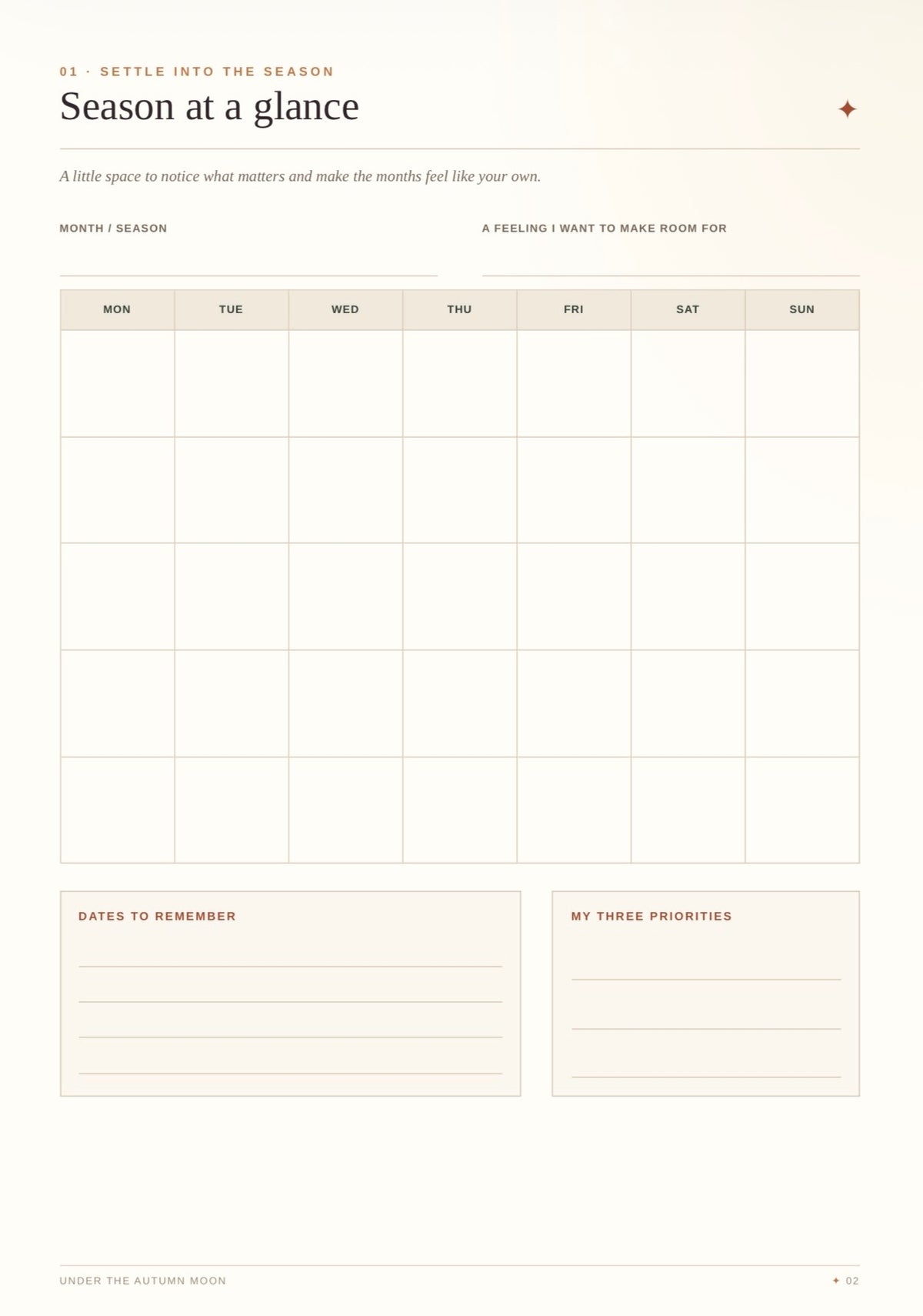 Autumn Printable Planner | Undated A4 PDF